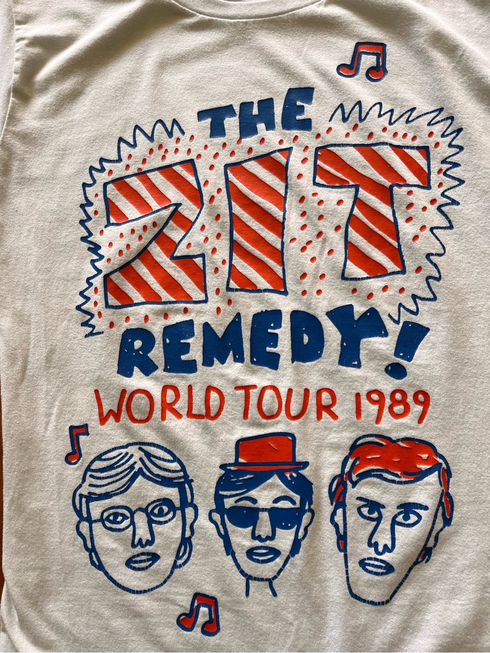 The Zit Remedy World Tour 1989 Graphic Tee - White with Red & Blue Print